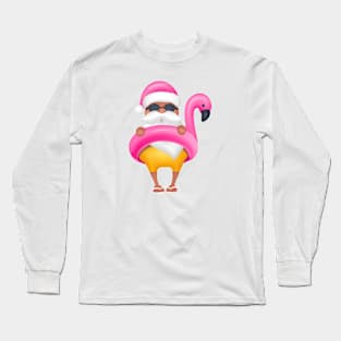 Pink Santa flamingo Long Sleeve T-Shirt